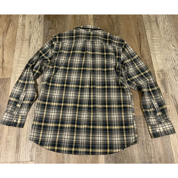 Sonoma Men's Plaid Long Sleeve Button Front Shirt Blue Yellow Brown Size L - Picture 3 of 3